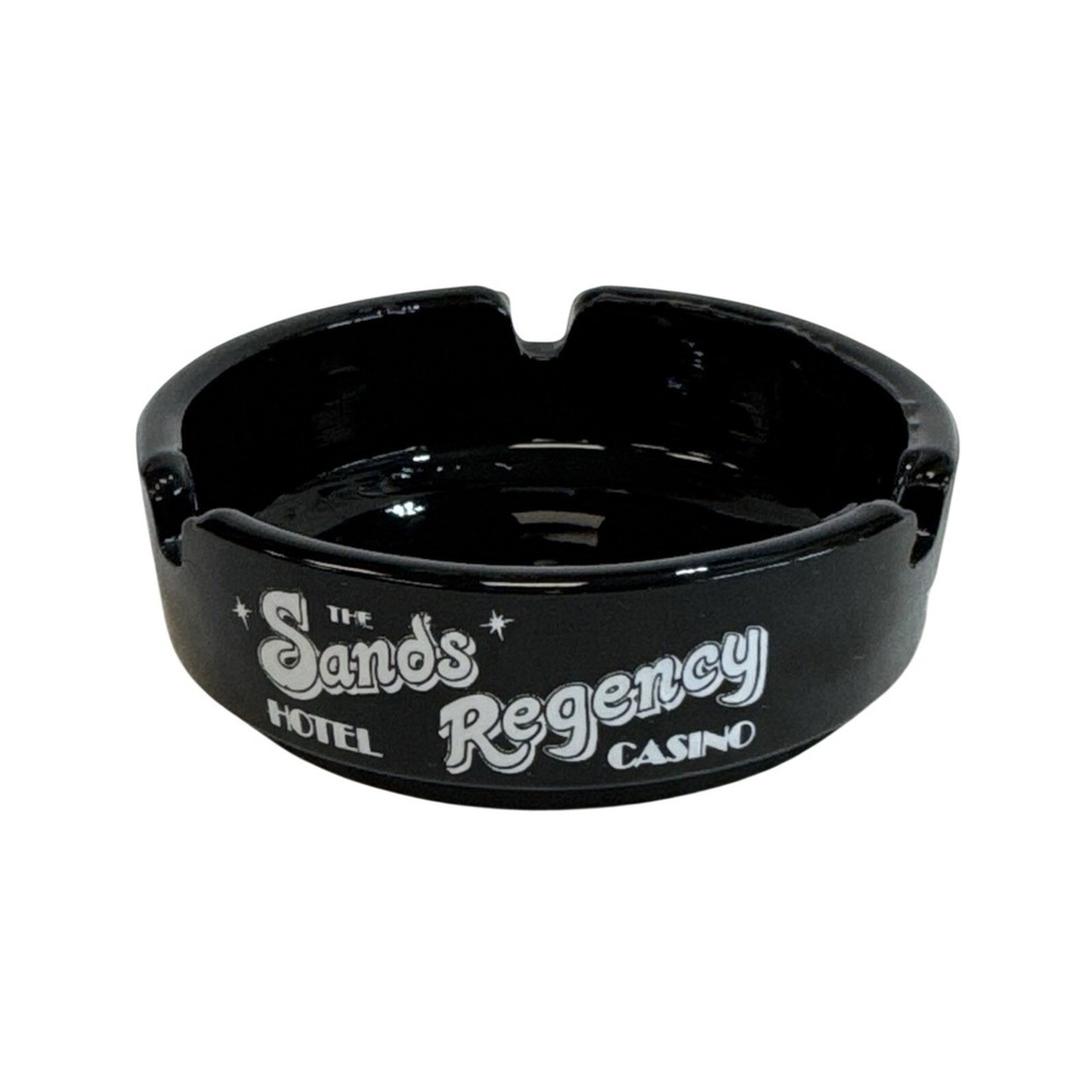 Sands Regency Hotel Casino Reno Nevada Vintage Black Glass‎ Ashtray